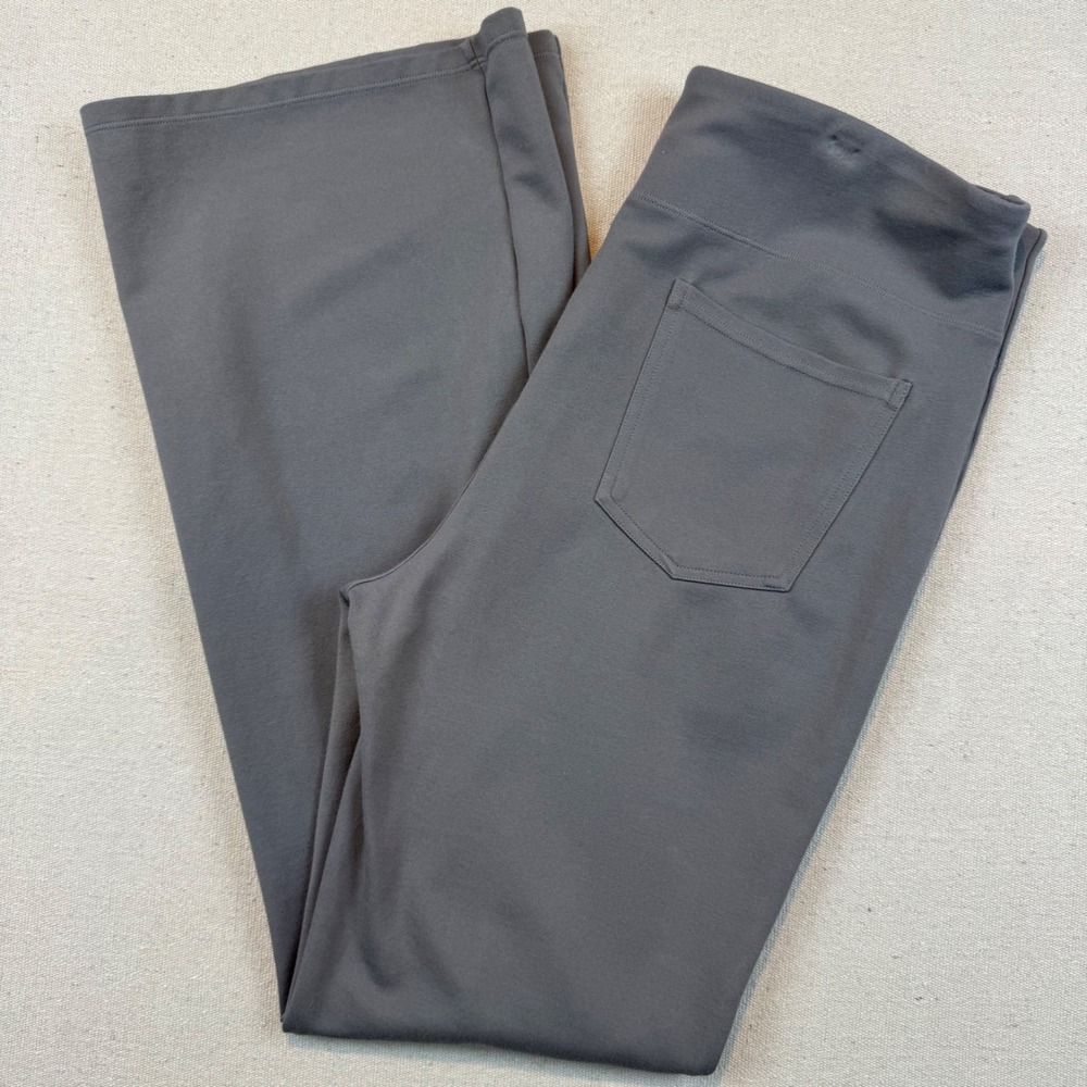 Halara Large Yoga Pants Womens Grey High Waisted Flare Leg Back Pockets Stretch